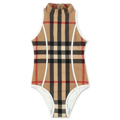 Burberry Kids'  Girls Vine Exaggerated One-piece Swimsuit In Archive Beige