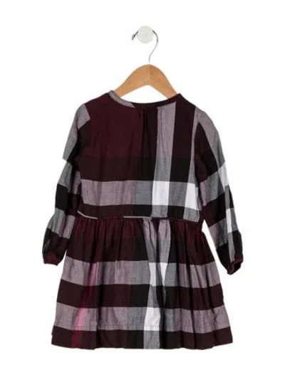 Pre-owned Burberry Babies' Girls' Vintage Check Dress In Burgundy