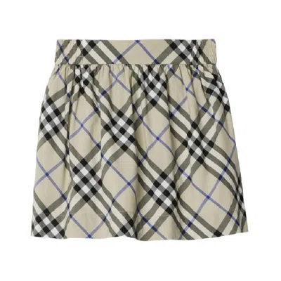 Burberry Kids'  Girls Vintage Check Pattern Pleated Cotton Skirt In Multi