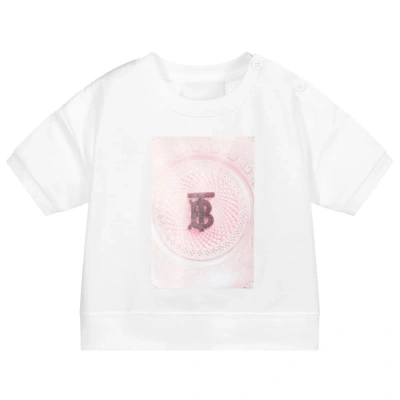 Burberry Girls White & Pink Logo Baby T-shirt