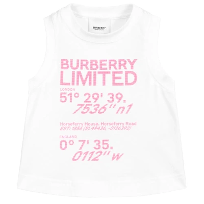 Burberry Kids' Girls White & Pink Logo T-shirt