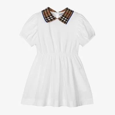 Burberry Kids' Girls White Check Polo Dress