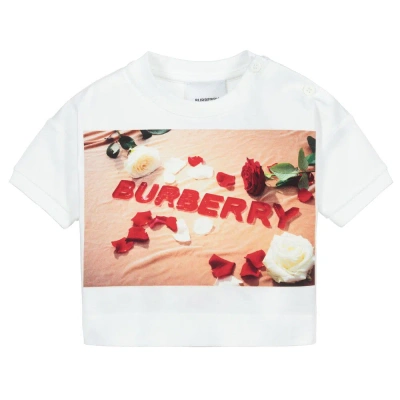 Burberry Girls White Cotton Baby T-shirt