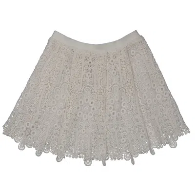 Burberry Kids'  Girls White Juliana Pleated Cutout Lace Skirt