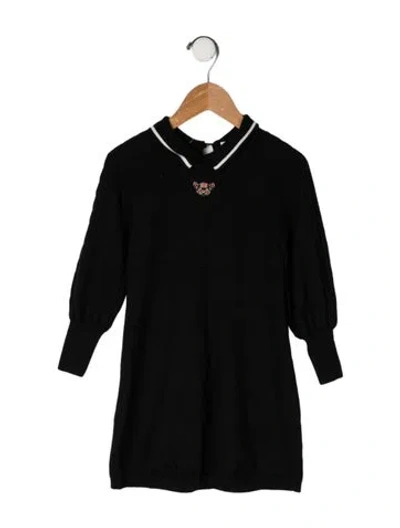 Pre-owned Burberry Babies' Girls Wool Long Sleeve Dress In Black