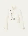 Burberry Stretch Cotton Blend Tailored Jacket In Off White