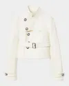 Burberry Stretch Cotton Blend Tailored Jacket In Off White