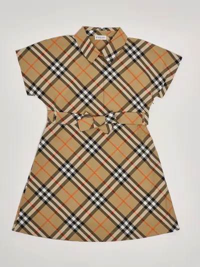 Burberry Kids' Giulietta Dress Dress In Check Beige