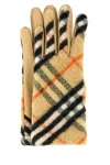 Burberry Wool Blend Gloves With Embroidered Leather Palm In Neutral