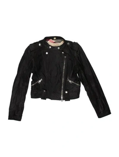 Pre-owned Burberry Goat Leather Biker Jacket In Black