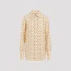 Burberry B-closure Print Silk Poplin Shirt In Golden
