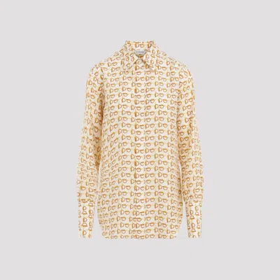 BURBERRY GOLD ALL-OVER GRAPHIC PRINT SHIRT