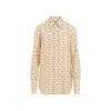 Burberry B-closure Print Silk Poplin Shirt In Neutrals