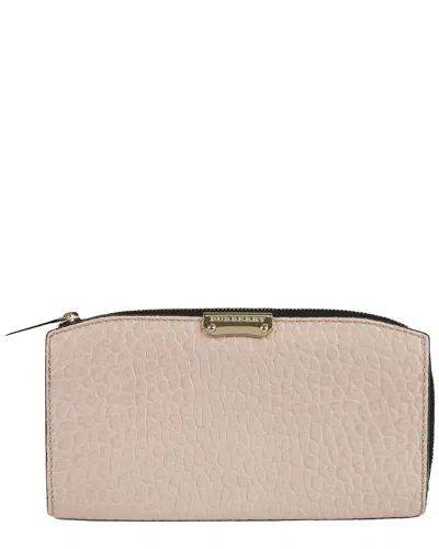 Pre-owned Burberry Gold Logo Round Long Wallet (authentic Pre-loved)