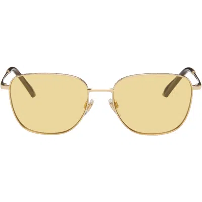 Burberry Gold Metal Check Square Sunglasses In 110985