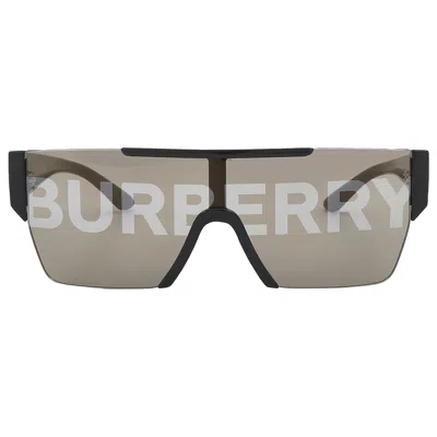 Burberry Gold With Silver  Shield Men's Sunglasses Be4291 3001g 38 In Black / Gold / Silver
