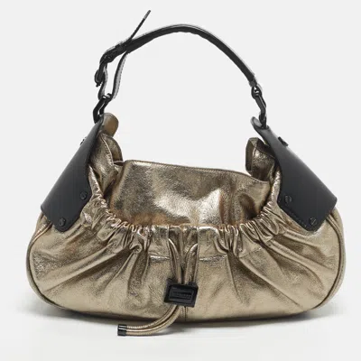 Pre-owned Burberry Goldstone Leather Warrior Drawstring Hobo