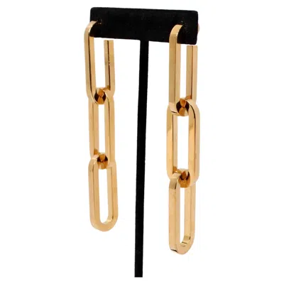 Pre-owned Burberry Gold-tone Chain Link Dangle Earrings In Multi
