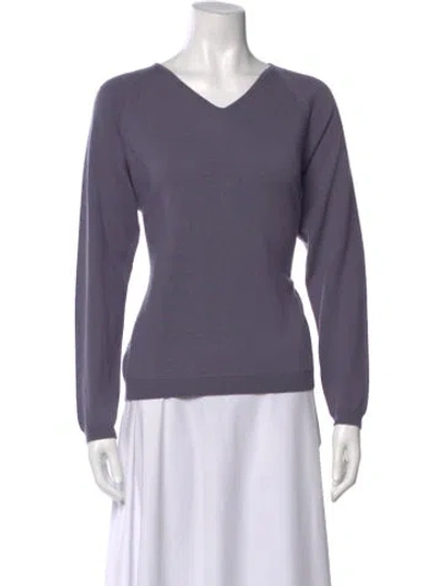 Pre-owned Burberry Golf Merino Wool V-neck Sweater In Purple