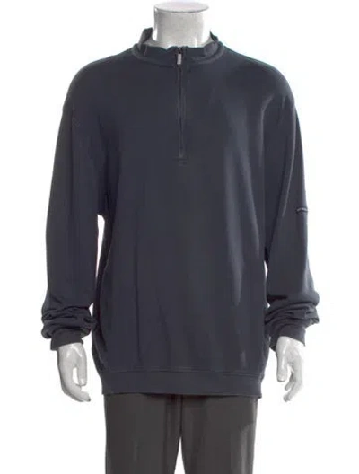 Pre-owned Burberry Golf Nova Check Pattern Mock Neck Sweatshirt In Gray