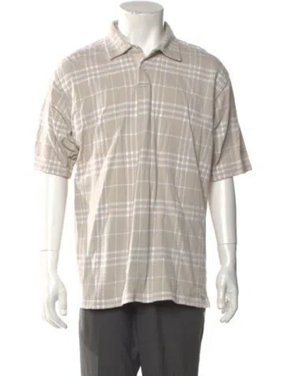Pre-owned Burberry Golf Plaid Print Collar Polo Shirt In Neutral