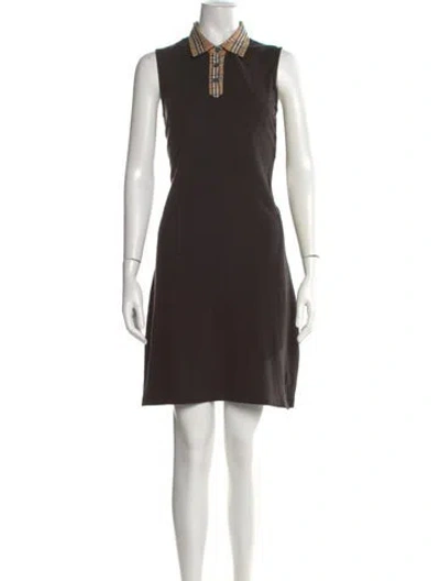 Pre-owned Burberry Golf Plaid Print Knee-length Dress In Brown