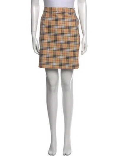 Pre-owned Burberry Golf Plaid Print Knee-length Skirt In Neutral