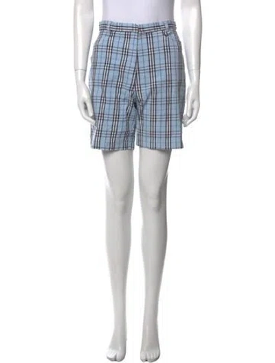 Pre-owned Burberry Golf Plaid Print Mini Shorts In Blue