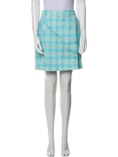 Pre-owned Burberry Golf Plaid Print Mini Shorts In Blue