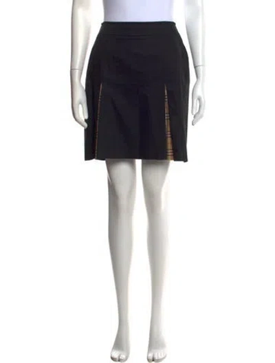 Pre-owned Burberry Golf Plaid Print Mini Skirt In Black
