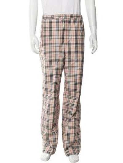 Pre-owned Burberry Golf Plaid Print Pants In Neutral