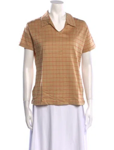 Pre-owned Burberry Golf Plaid Print Short Sleeve Polo In Neutral