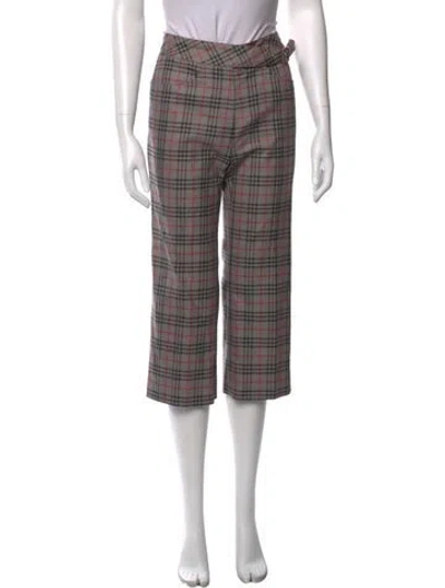 Pre-owned Burberry Golf Plaid Print Straight Leg Pants In Gray