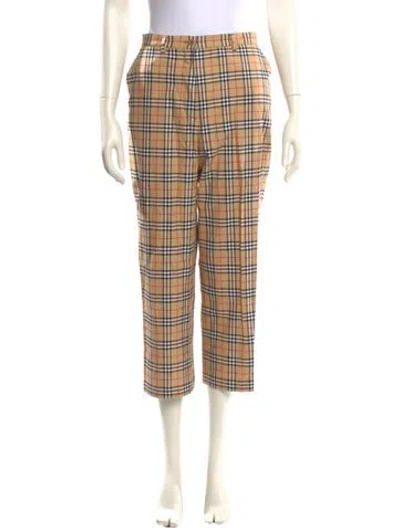 Pre-owned Burberry Golf Plaid Print Straight Leg Pants In Neutral