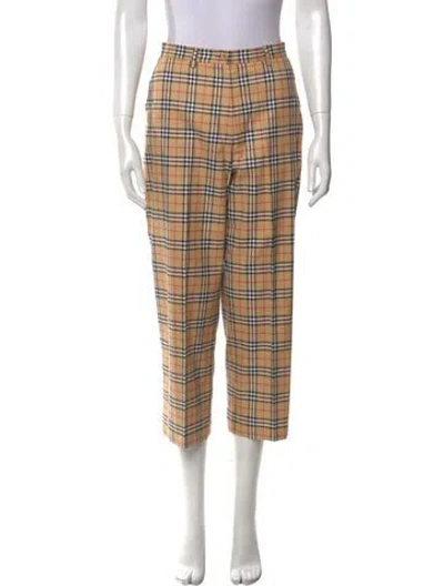 Pre-owned Burberry Golf Plaid Print Straight Leg Pants In Neutral