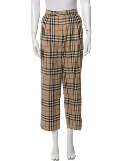Pre-owned Burberry Golf Plaid Print Straight Leg Pants In Neutral