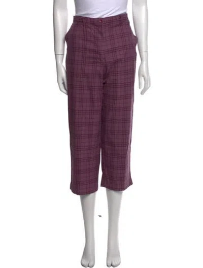 Pre-owned Burberry Golf Plaid Print Straight Leg Pants In Purple