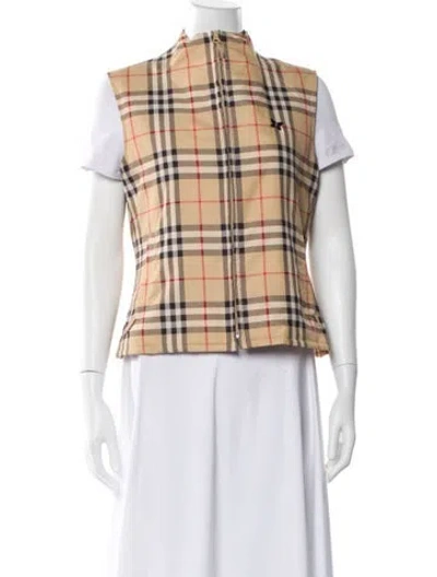 Pre-owned Burberry Golf Plaid Print Vest In Neutral