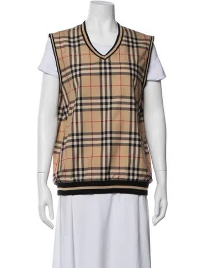 Pre-owned Burberry Golf Plaid Print Vest In Neutral
