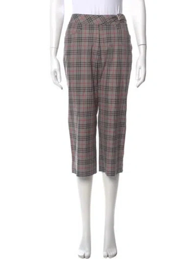 Pre-owned Burberry Golf Plaid Print Wide Leg Pants In Gray