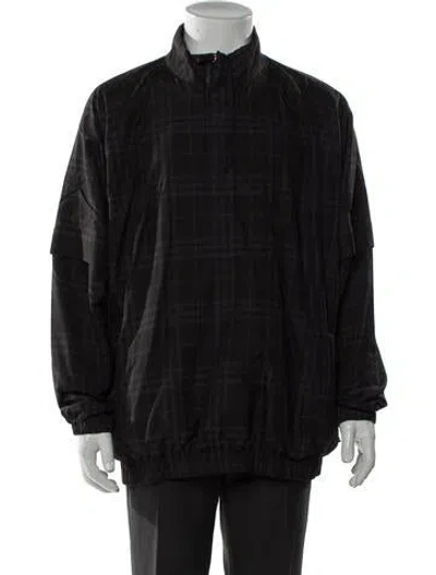 Pre-owned Burberry Golf Plaid Print Windbreaker In Gray