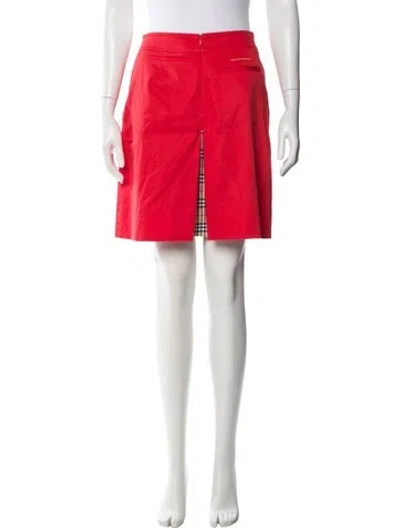 Pre-owned Burberry Golf Pleated Accents Mini Skirt In Red