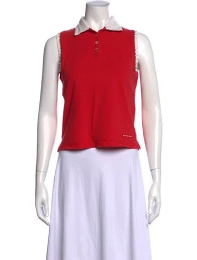 Pre-owned Burberry Golf Sleeveless Polo In Red
