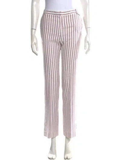 Pre-owned Burberry Golf Striped Straight Leg Pants In Pink