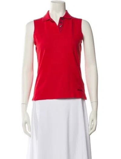 Pre-owned Burberry Golf V-neck Sleeveless Polo In Red