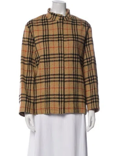 Pre-owned Burberry Golf Wool Plaid Print Jacket In Neutral
