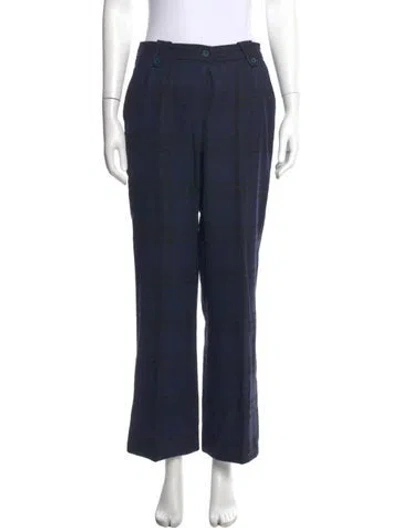 Pre-owned Burberry Golf Wool Wide Leg Pants In Blue