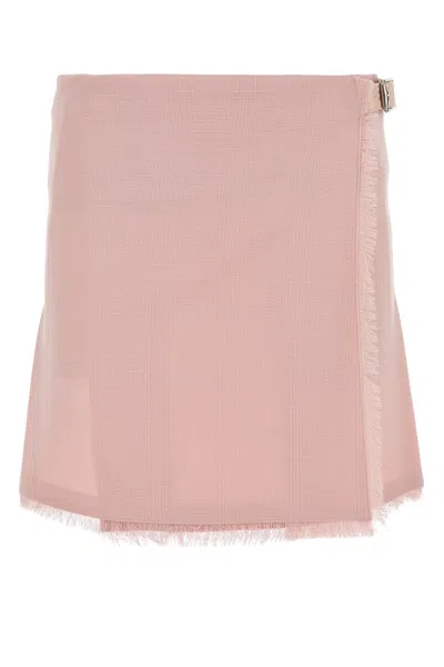 BURBERRY BURBERRY PINK WOOL MINI SKIRT