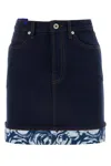 Burberry Heavyweight Denim Ekd Patch Mini Skirt