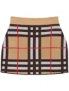 Burberry Check Technical Cotton Mini Skirt In Beige